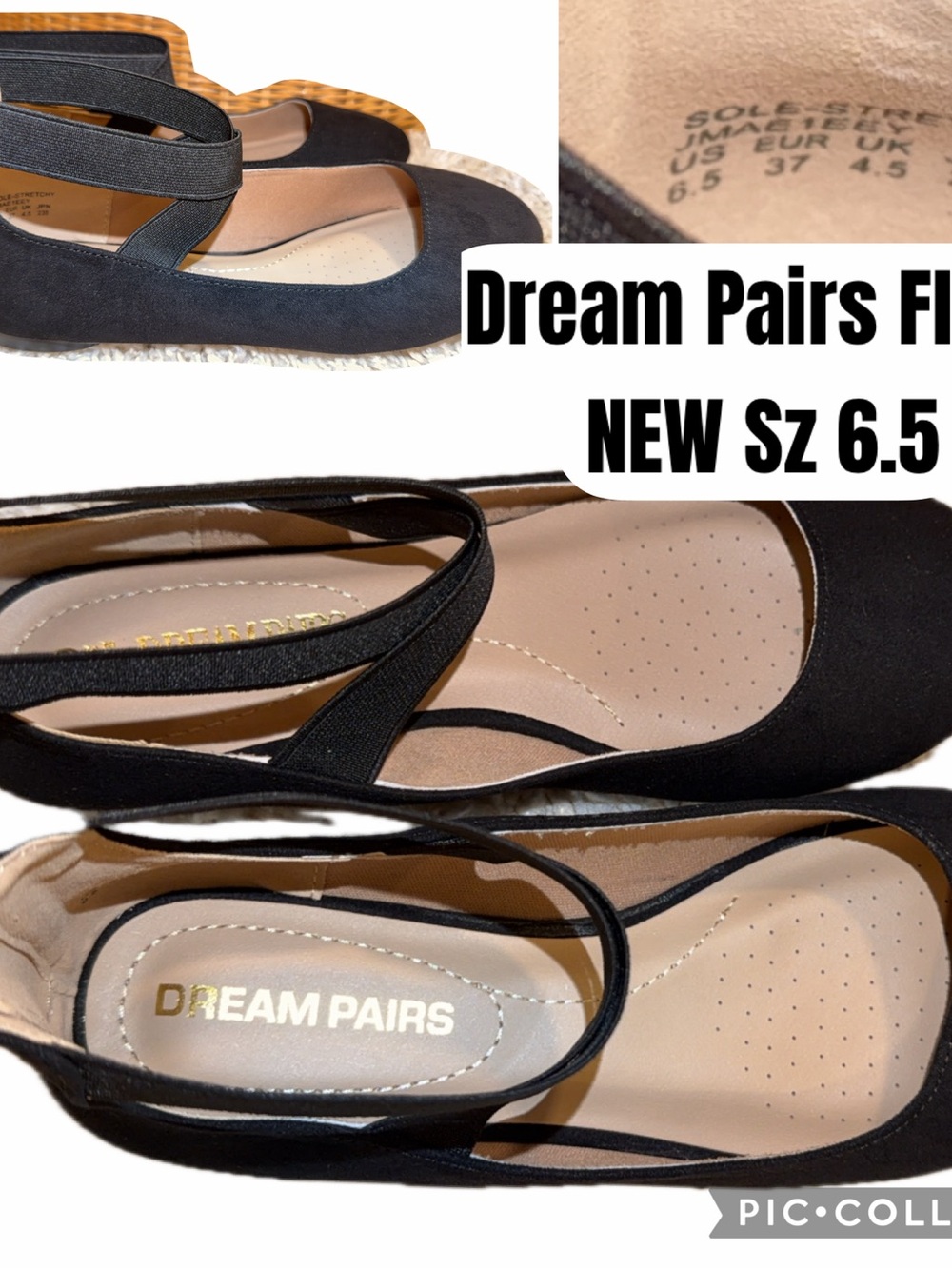 Dream Pairs Black Cross-Strap Ballet Flats
